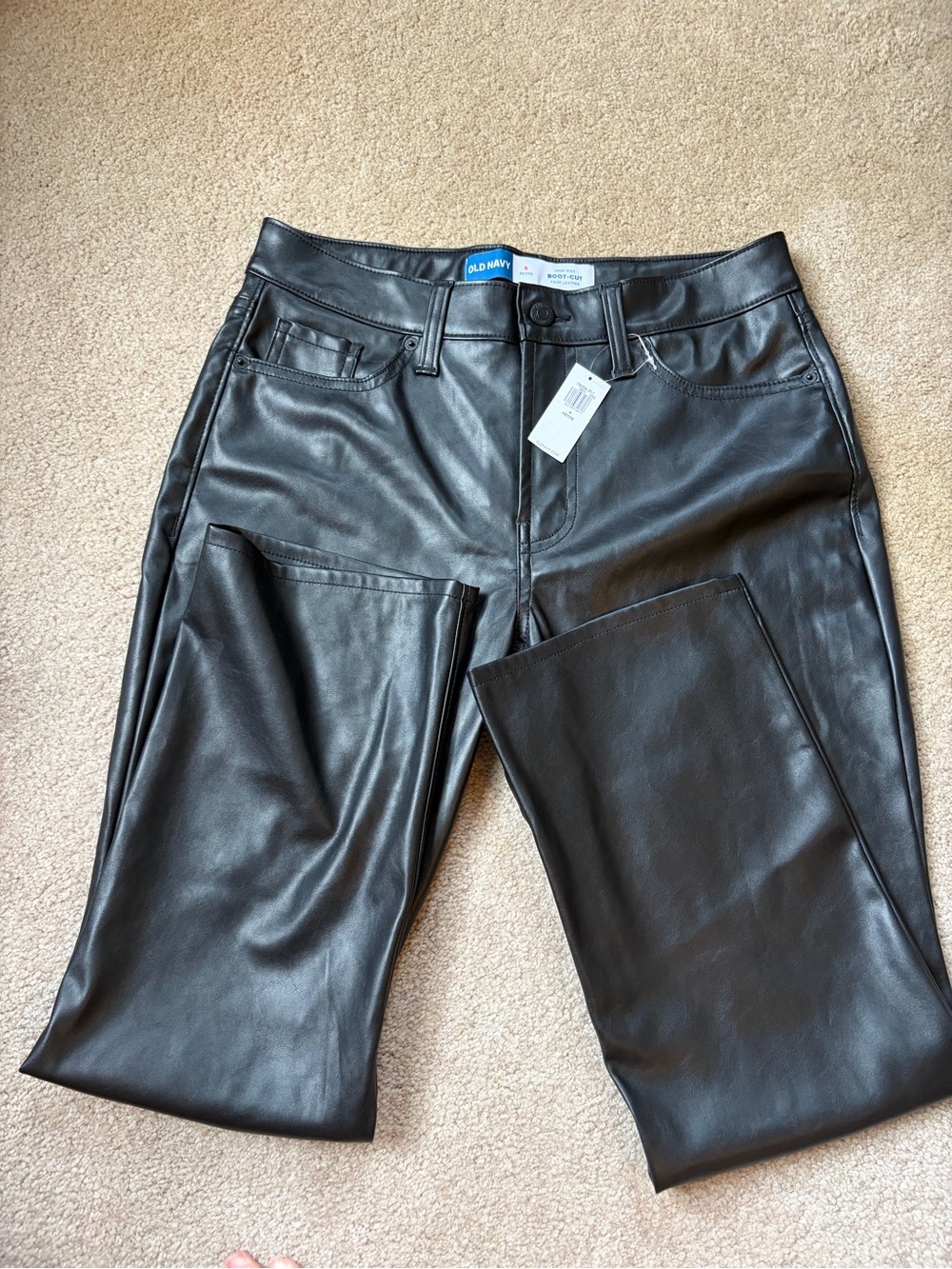 Old Navy Women's Black Faux Leather Straight-Leg Jeans